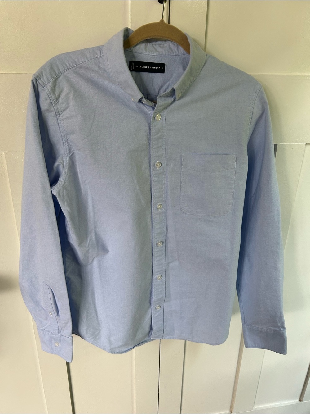 Everlane Men's Uniform Light Blue Cotton Oxford Shirt - Size Medium